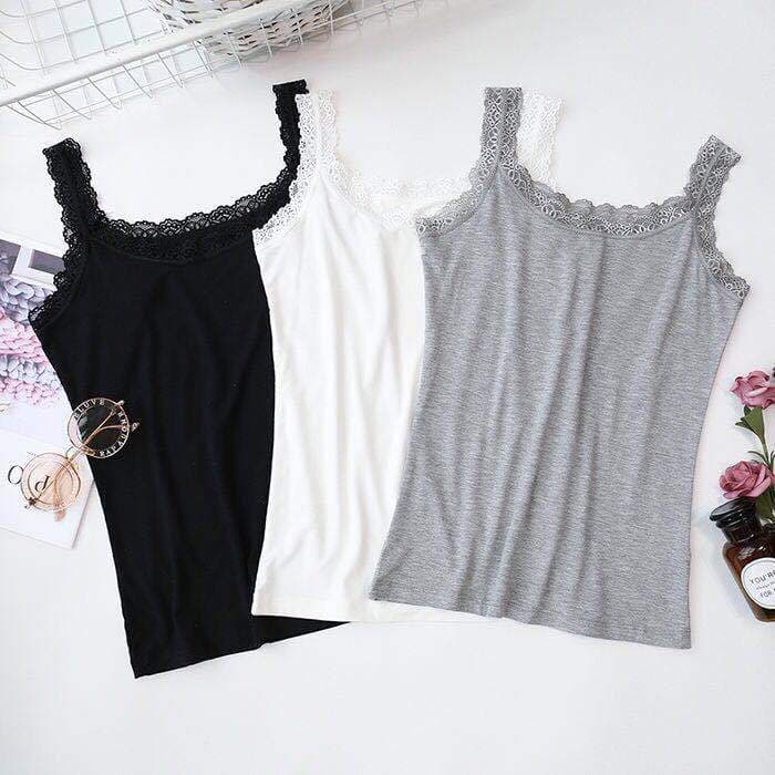 レース付きフィット美シルエットタンクトップ