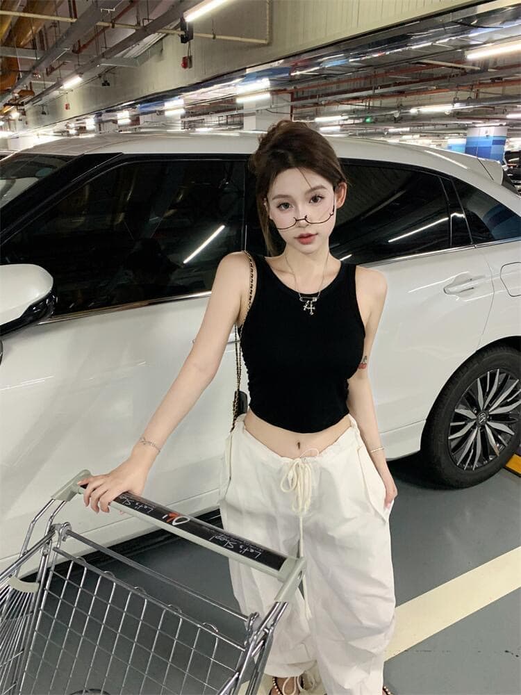 シンプルリブタンクトップ