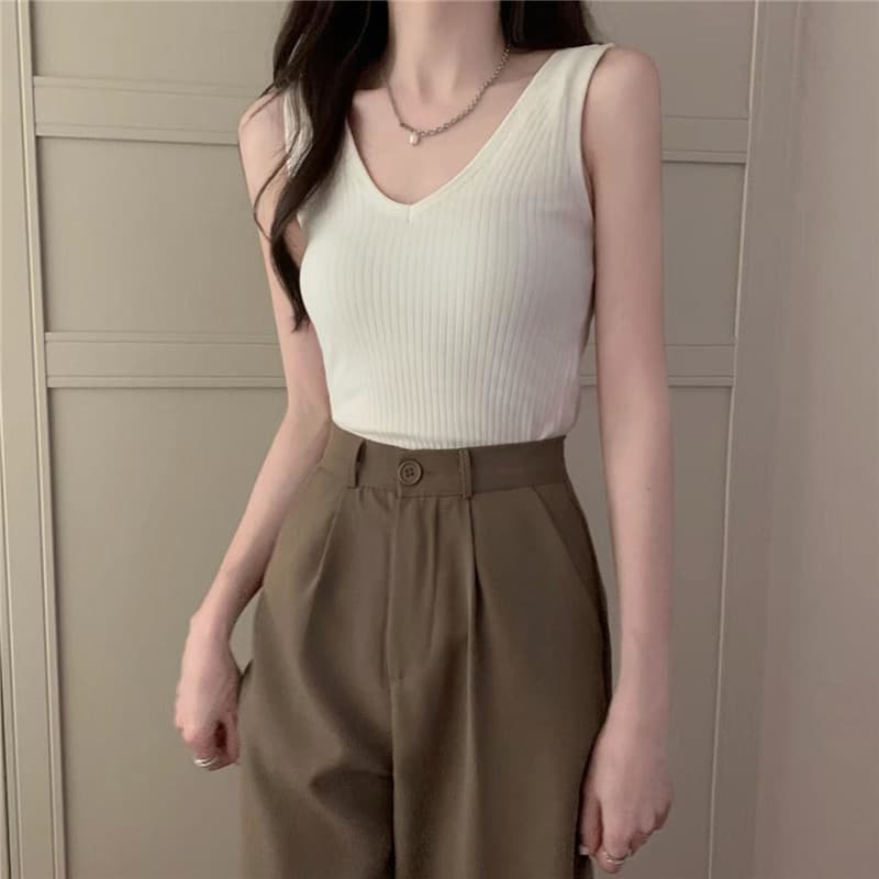 リブ編みタンクトップ