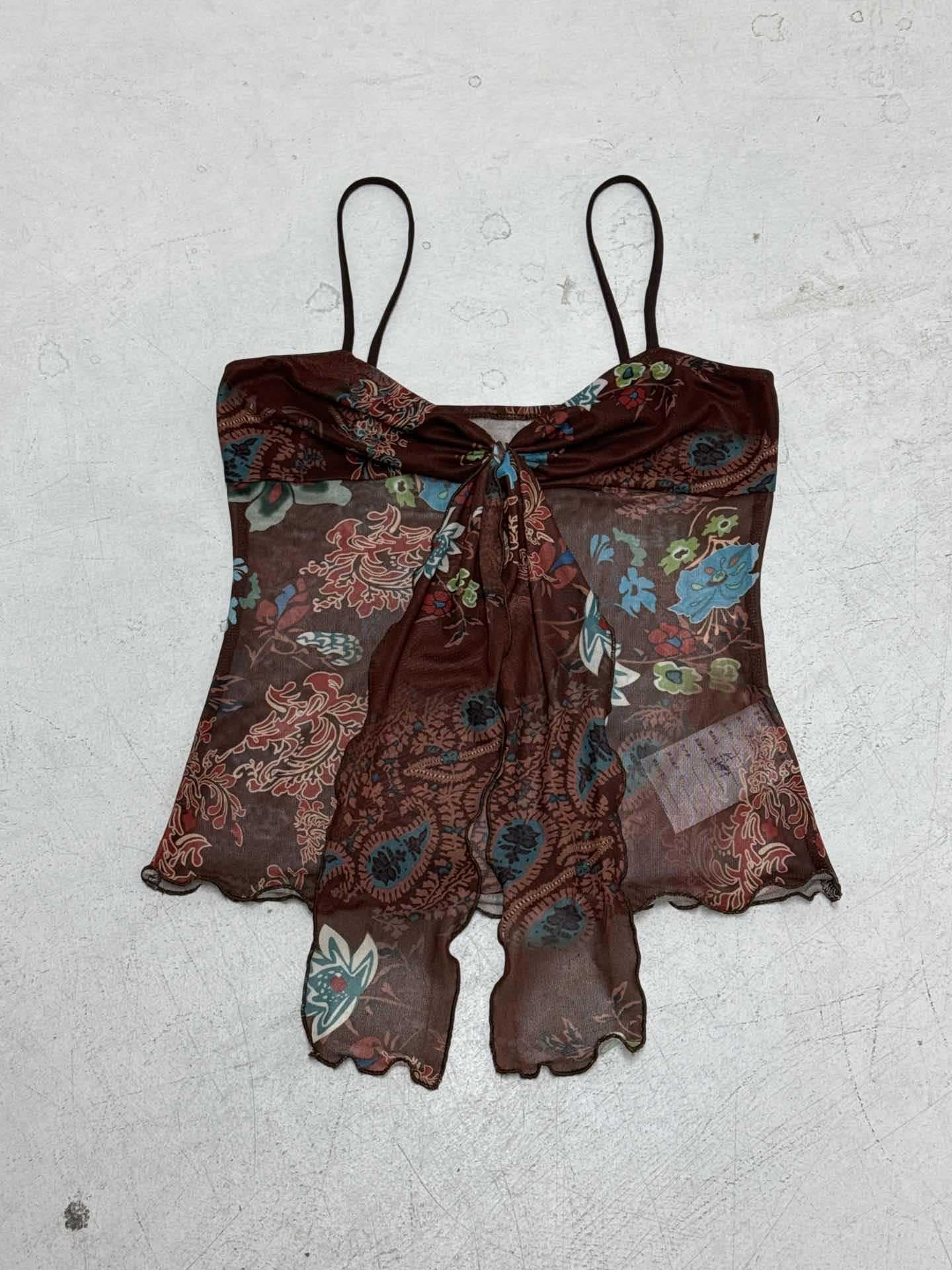 タンクトップ ペイズリー柄シフォンキャミソール