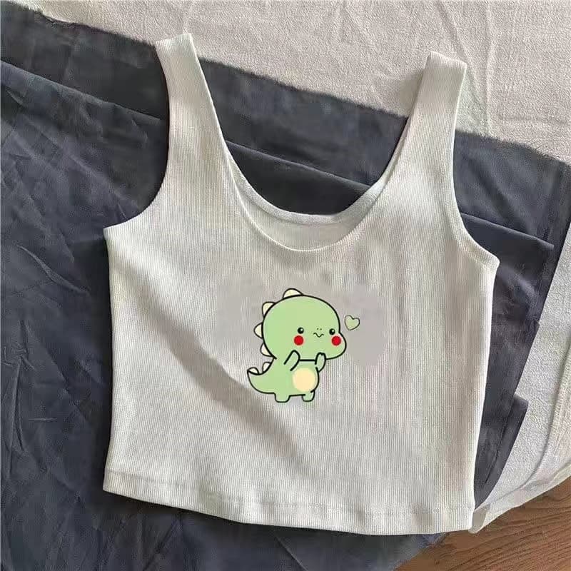 くまさんイラストリブタンクトップ