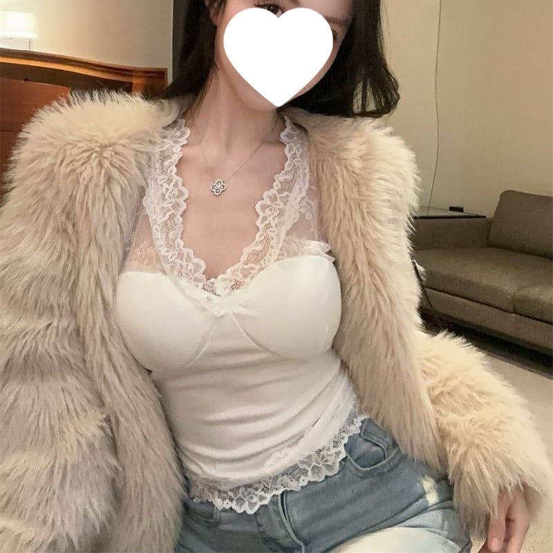 レース切り替えフィット美シルエットタンクトップ