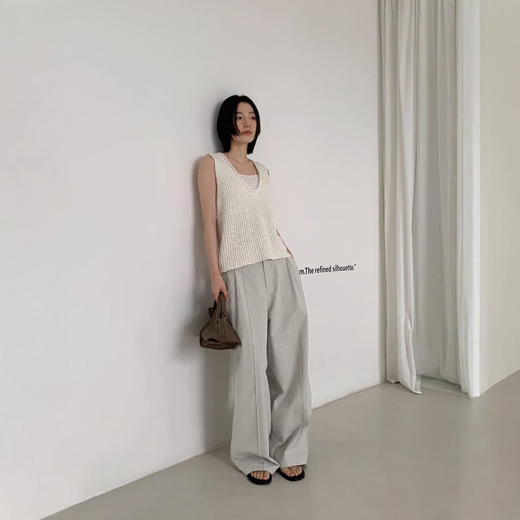 手編みニットベスト タンクトップ
