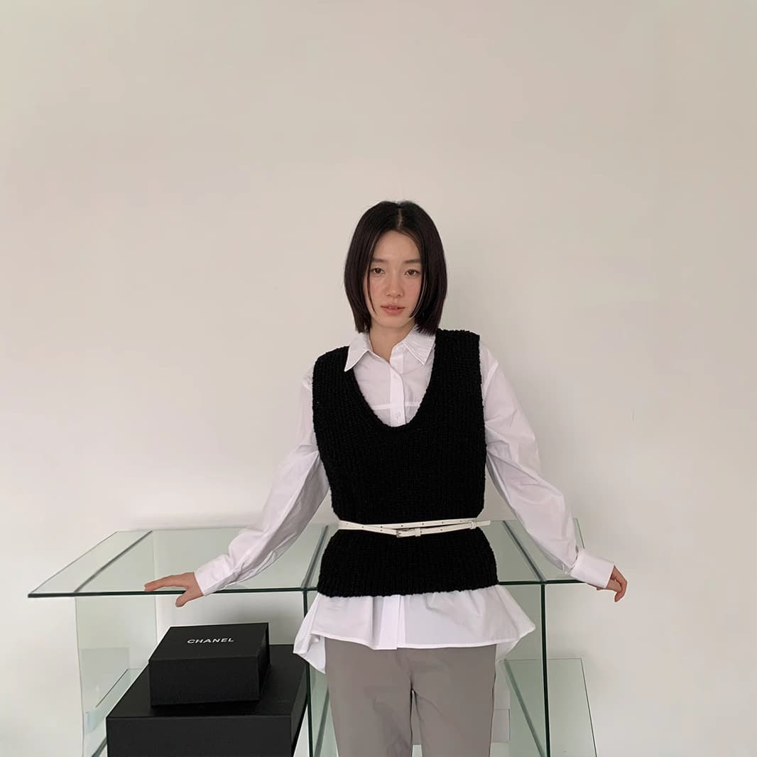 手編みニットベスト タンクトップ