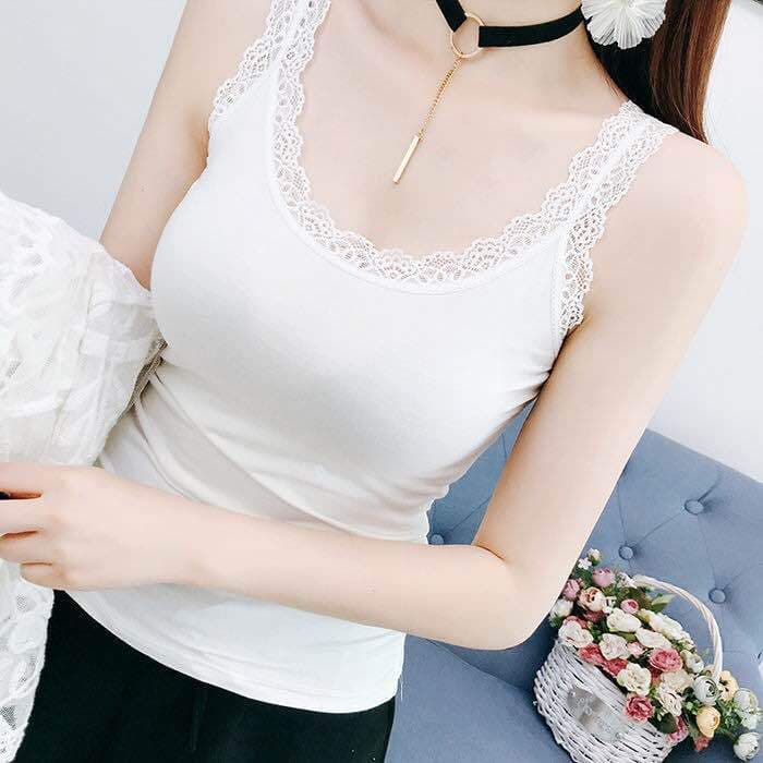 レース付きフィット美シルエットタンクトップ