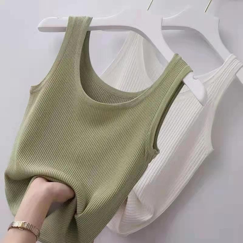 シンプル リブ編み タンクトップ