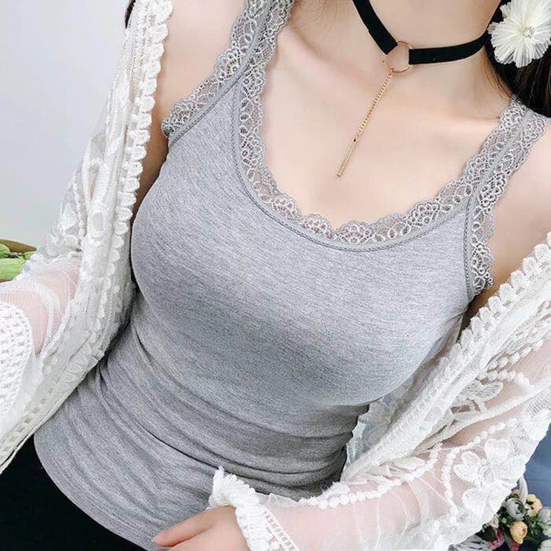 レース付きフィット美シルエットタンクトップ