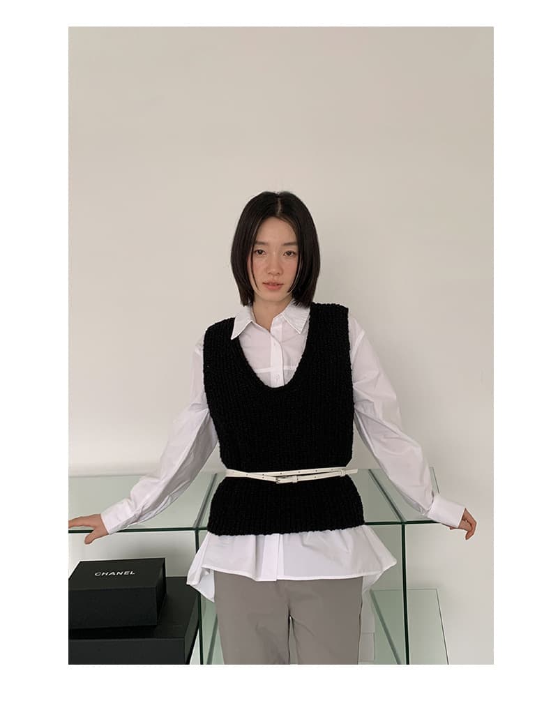 手編みニットベスト タンクトップ