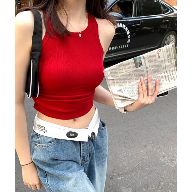 シンプルリブタンクトップ