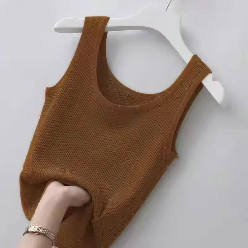 シンプル リブ編み タンクトップ