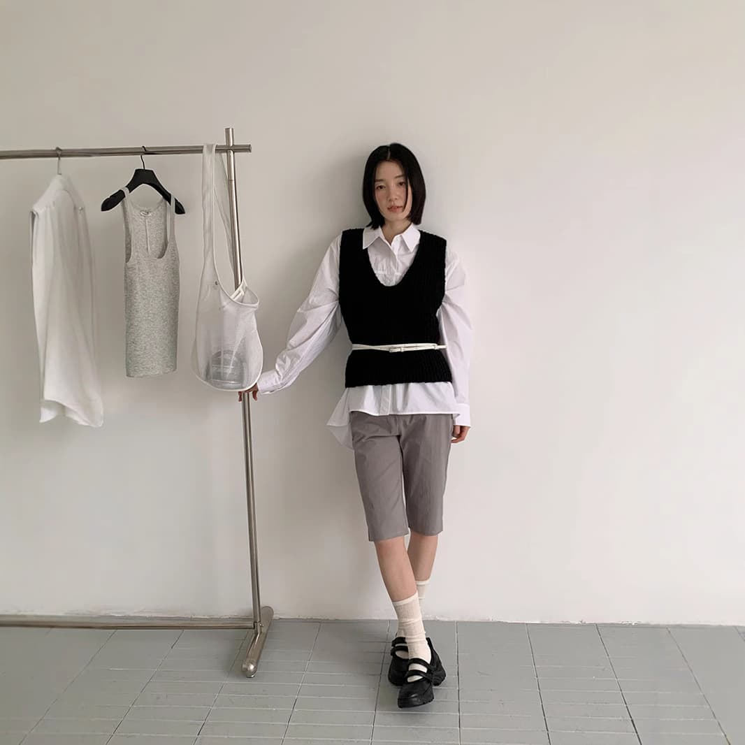 手編みニットベスト タンクトップ