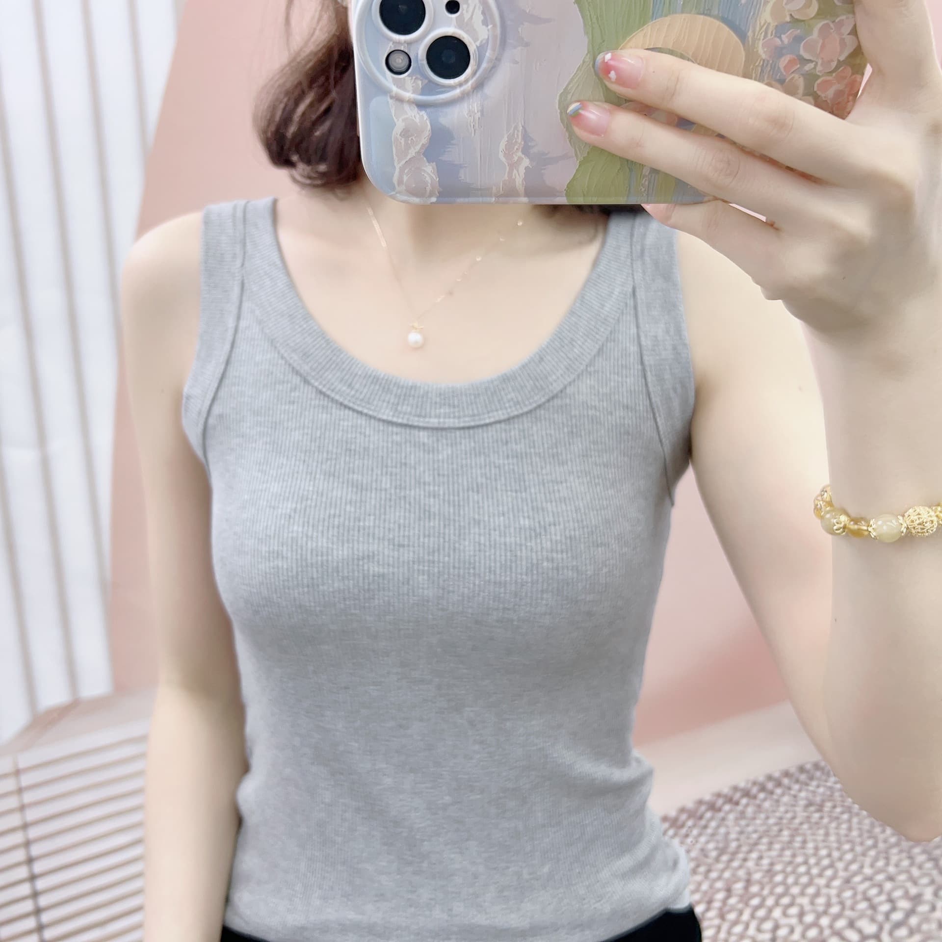 リブ編み美シルエットタンクトップ