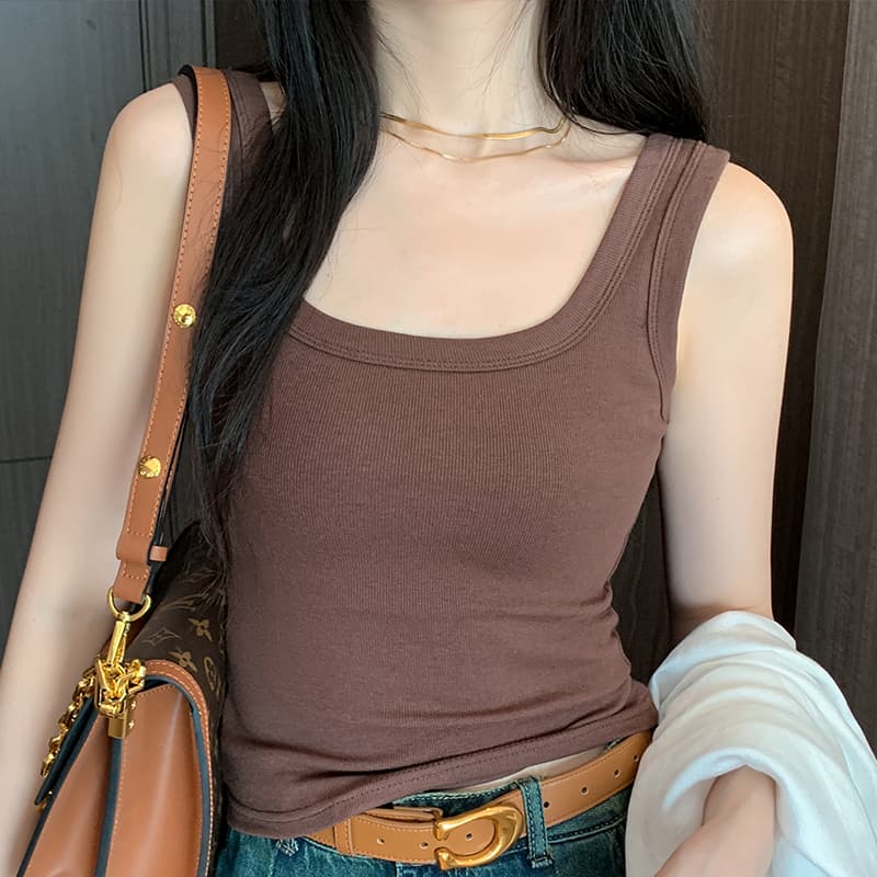 リブニット 美シルエット タンクトップ