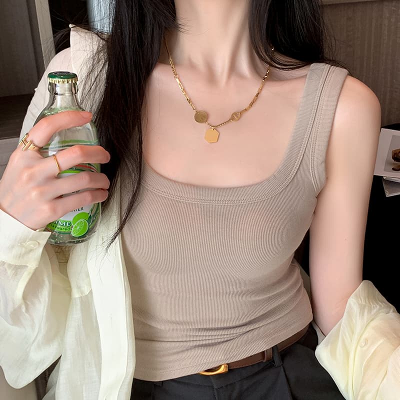 リブニット 美シルエット タンクトップ
