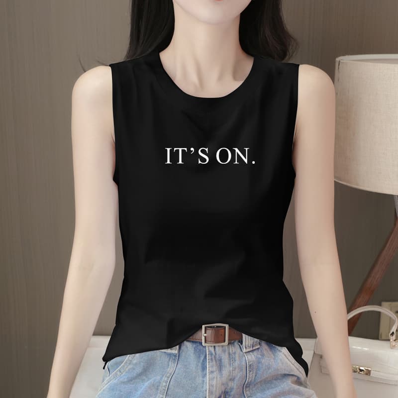 タンクトップ シンプルメッセージノースリーブ